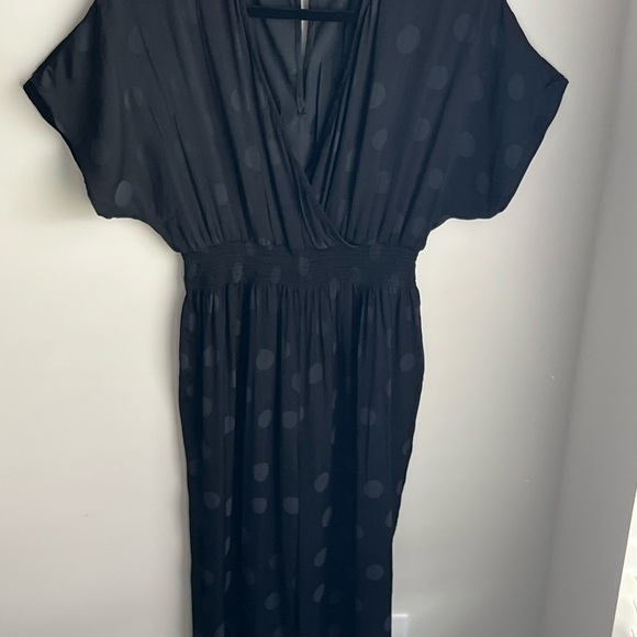 EUC Madewell Black Polka Dot Wrap Front Smock Waist Jumpsuit - Small - Picture 6 of 13